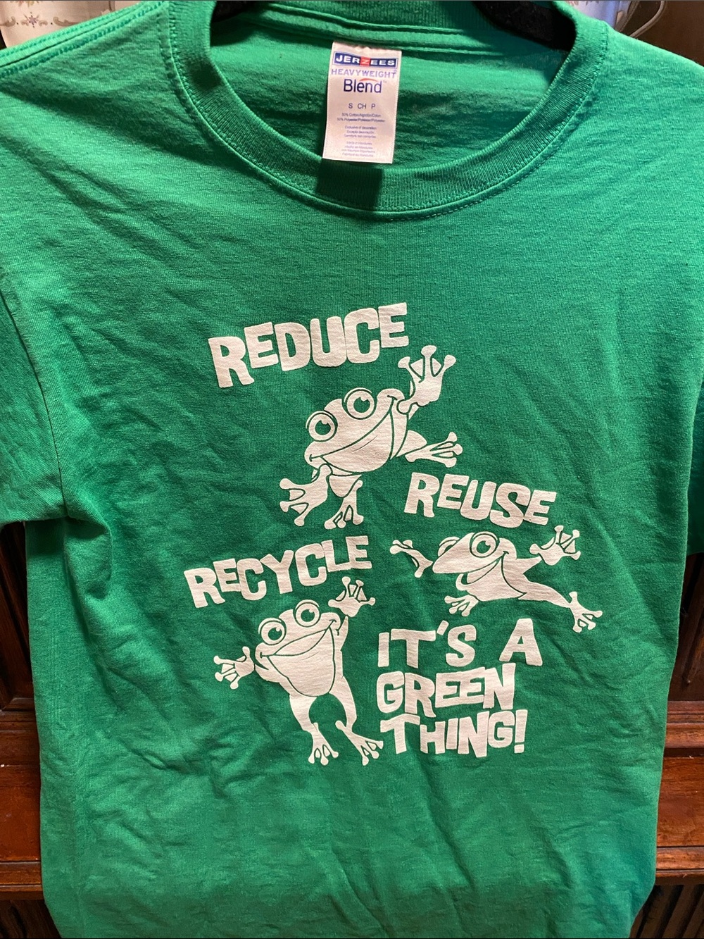 Jerzees Green T-Shirt with White Frog Eco Graphic